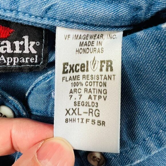 Bulwark Flame Resistant Shirt Mens XXL-RG Blue Denim Button Down ARC Rating 7.7 - Picture 6 of 13